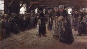 Max Liebermann The Flax Spinners Sweden oil painting reproduction
